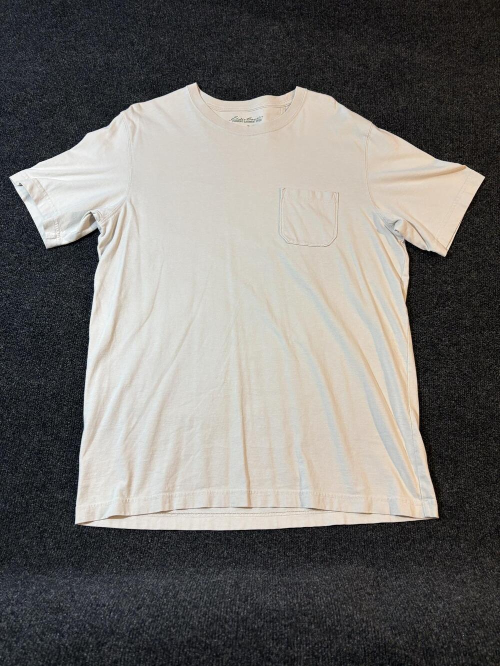 Eddie Bauer Shirt Mens LT White Pigment Dyed Crew Neck Short Sleeve T Shirt